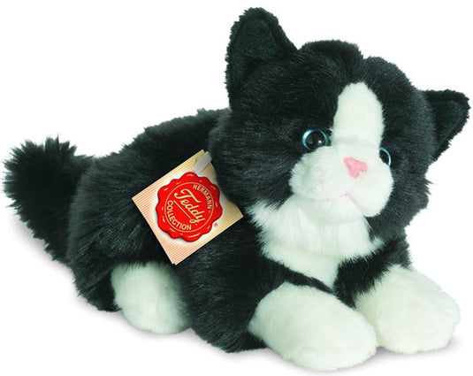 Teddy hermann hermann teddy knuffeldier kat poes - zachte pluche stof - premium kwaliteit knuffels - zwart wit - 20 cm