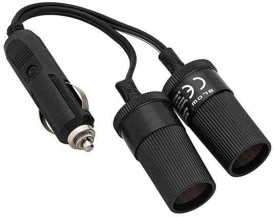 Blow auto sigarettenaansteker splitter - 1x plug naar 2x socket + cs-25 kabel - 12v 24v - 10a - met glaszekering