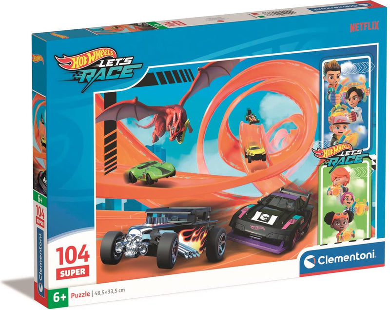 Afbeelding laden in galerijviewer, Clementoni legpuzzel super color hot wheels, 104st.
