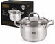 Resto kookpan inductie 3,6 liter ø20 cm rvs met glazen deksel – soeppan braadpan – kitchenware 92003 – alle warmtebronnen – zilver