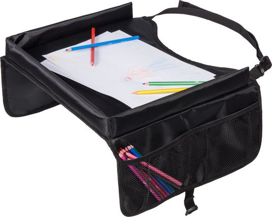 Dooky travel table – reistafel voor kinderzitje, buggy auto – opbergvakken verhoogde rand – duurzaam eenvoudig te reinigen