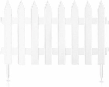 Prosperplast tuinhekjes - 7x stuks - kunststof - 320 cm - wit - borderrand - tuinafscheiding