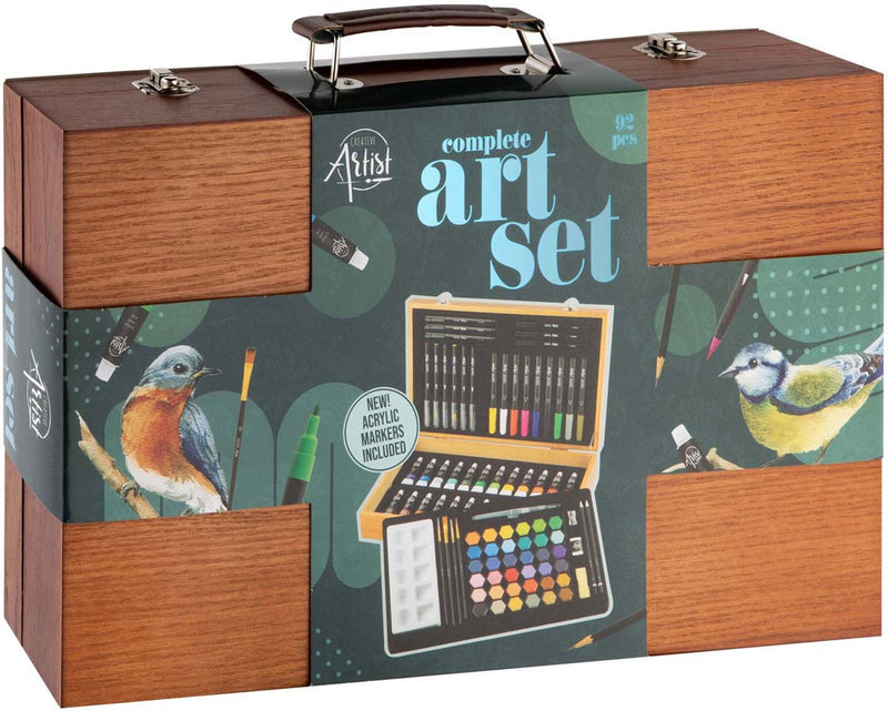 Afbeelding laden in galerijviewer, Creative craft group luxe houten tekenkoffer - 92-delig
