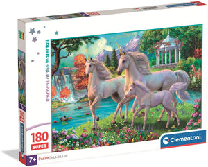Clementoni - puzzel - 180 stukjes - super eenhoorns bij de waterval - kinderpuzzel - vanaf 7 jaar
