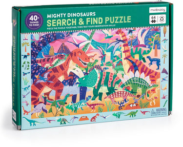 Mudpuppy zoek-en-vind-puzzel - machtige dinos - 59x39cm - 64 stukjes - 4 jaar