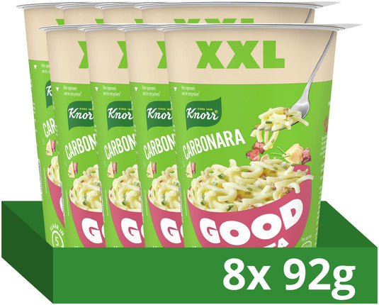 Knorr good pasta - carbonara xxl - zonder kunstmatige kleurstoffen en conserveermiddelen - 8 x 92 g