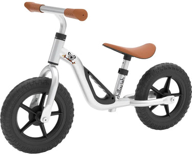 Chillafish loopfiets 2 jaar - lichtgewicht met verstelbaar zadel en stuur - zilver- loopfiets voor jongens en meisjes tot 4 jaar met handvat om te dragen en anti lek banden - model charlie