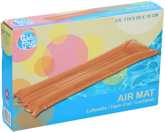 Merkloos sans marque opblaasbaar luchtbed voor zwembad - 174 x 56 x 18 cm - oranje - pvc waterluchtbed - opblaasbare matras voor strand, zwembad en vakantie - geribbeld ligoppervlak [56444c]