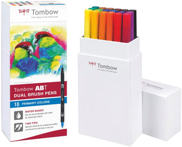 Tombow abt dual brush tekenpennen - brushpennen - set van 18 kleuren - primaire kleuren