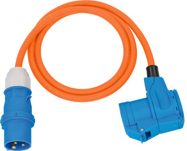 Brennenstuhl camping cee verloopkabel met cee stekker en hoekkoppeling incl. veiligheidscontact combistekkerdoos (1,5m kabel in oranje, 230v 16a, voor buitengebruik, made in germany)