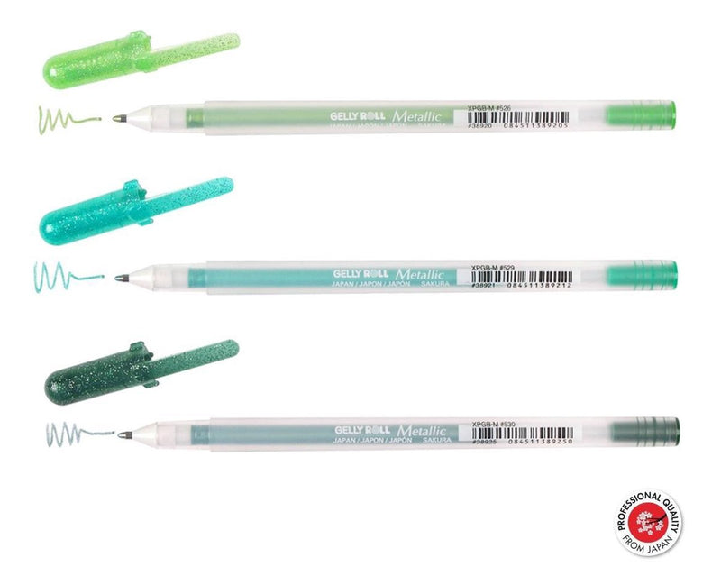 Afbeelding laden in galerijviewer, Sakura gelly roll metallic set 3 gelpennen forest
