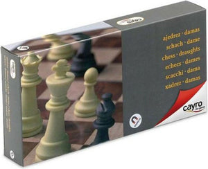 Cayro schaken en dammen magnetisch middelgroot - 2-in-1 opvouwbaar reisformaat - speelbord 24x24 cm - 48 magnetische stukken - 2 spelers - vanaf 7 jaar - collection