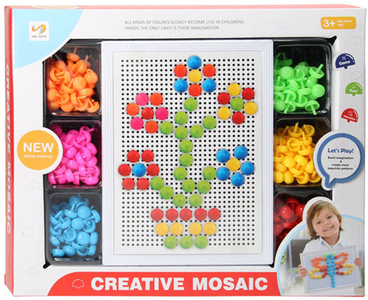 Lobbes mozaïek speelgoedset kleurrijk creatief spel 300-delig.