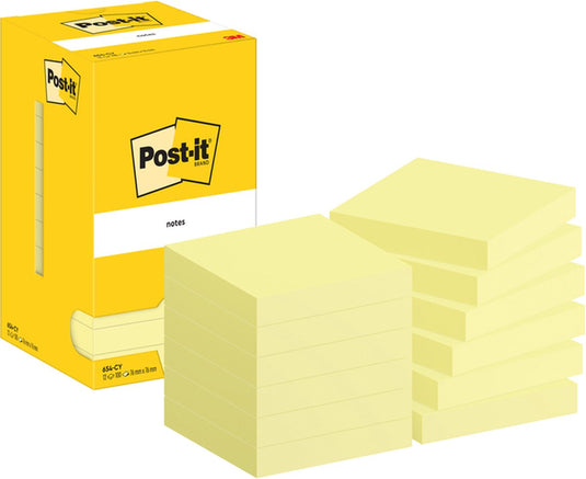 Post-it zelfklevende memoblaadjes 654-cy 76x76mm effen geel