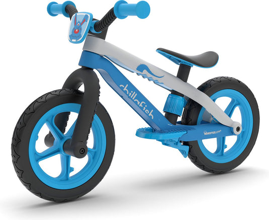 Chillafish loopfiets 2 jaar met voetsteun en voetrem - blauw - lichtgewicht loopfiets jongens en meisjes tot 5 jaar met verstelbaar zadel en 12 rubberskin banden voor extra grip binnen en buiten - model bmxie 2