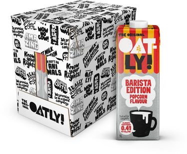 Oatly! oatly haver barista edition popcorn flavour - 6 stuks - (6l) - houdbare plantaardige melk - barista popcorn - voordeelverpakking