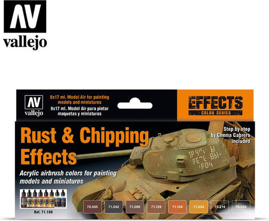 Vallejo val71186 - model air set rust chipping effects - 8 x 17 ml
