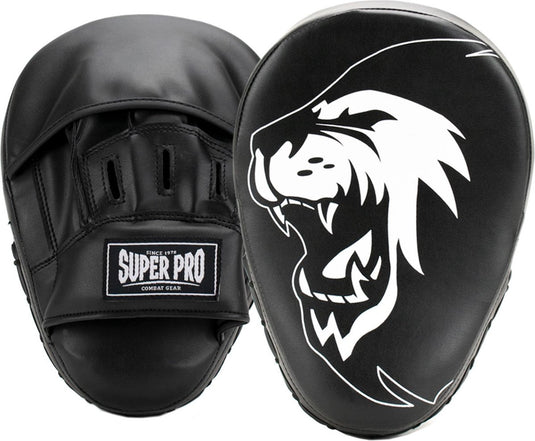 Super pro combat gear handpads curved pu zwart wit