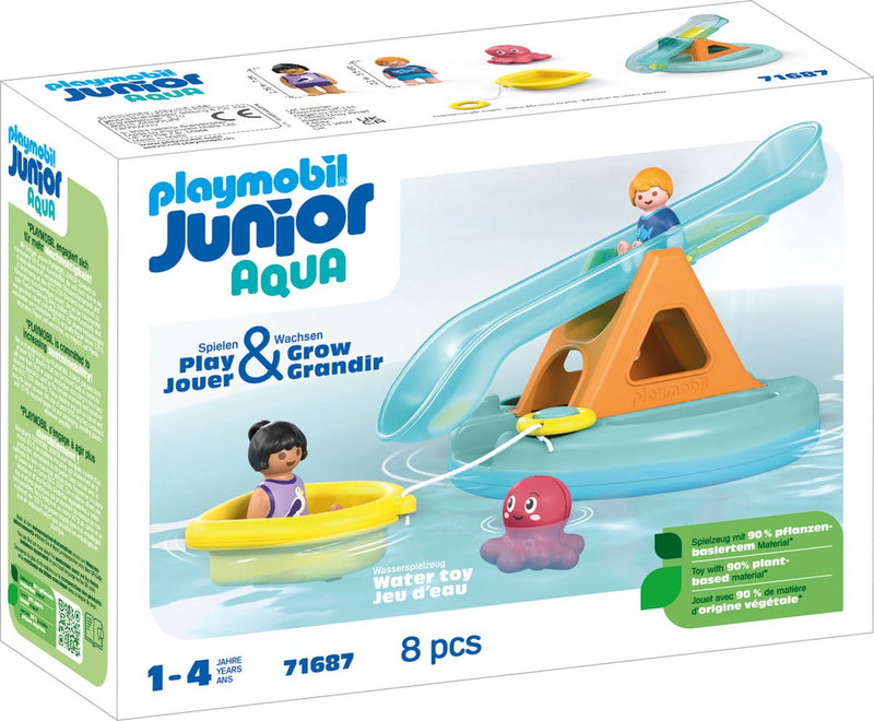 Afbeelding laden in galerijviewer, Playmobil junior zwemeiland met waterglijbaan - 71687
