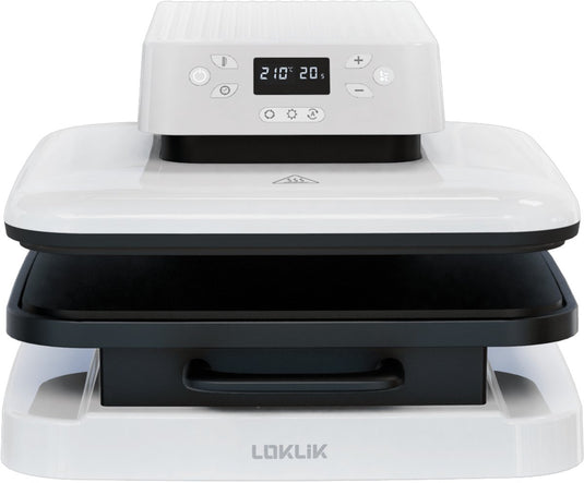 Loklik auto heat press - wit - machine voor het personaliseren van tshirts, sweater, dekens, handdoeken, draagtassen, zakken en ander textiel - hittepers voor sublimatie met vinyl - automatiseren