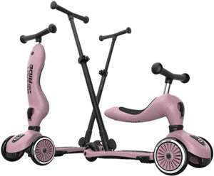 Scoot ride highwaykick 1 push go - 2-in-1 kinderstep met duwstang - step loopfiets 2-in-1, 3 wielen - duwstang 3 hoogtes, afneembare voetsteunen - 1-5 jaar, max 20 50 kg - wildberry