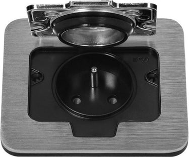 Orno hermetisch elektrische socket ,inbouwstopcontact ip55, opening hoek 110°, brushed aluminium