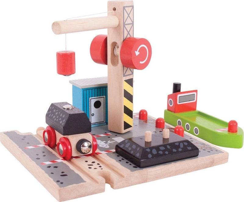 Afbeelding laden in galerijviewer, Bigjigs houten treinrails - haven kolen laadstation
