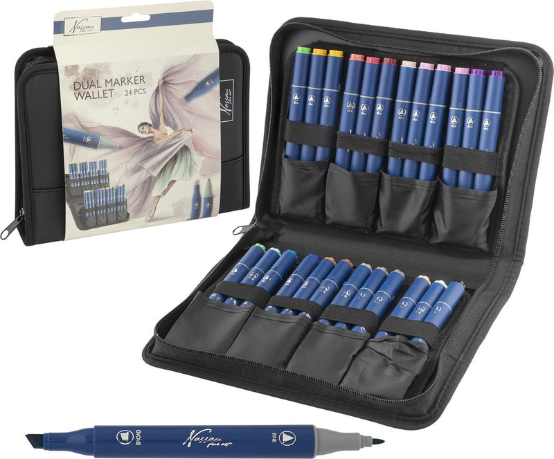 Afbeelding laden in galerijviewer, Creative craft group nassau markeretui met 24 ronde dual markers
