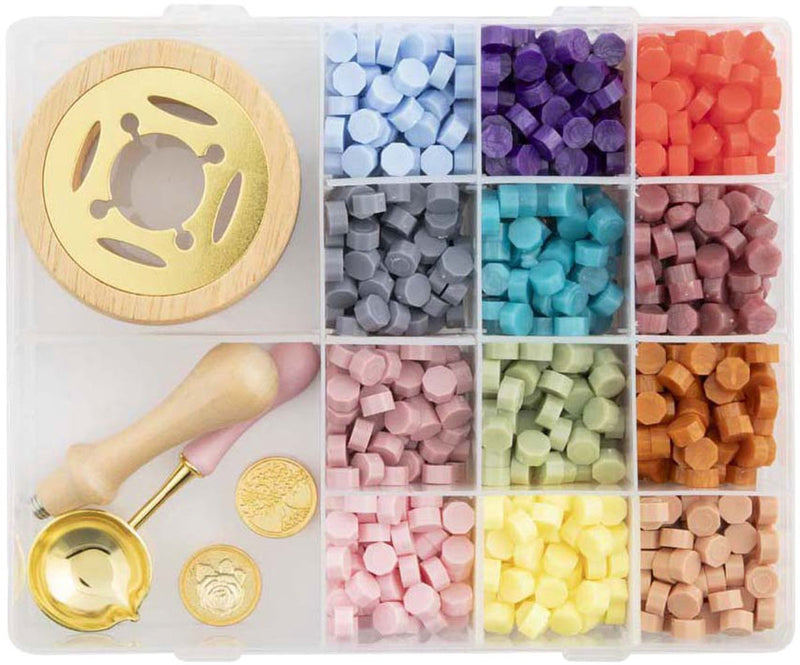 Afbeelding laden in galerijviewer, Creative craft group lakzegel set - incl. 12 kleuren, 2 stempels lepel
