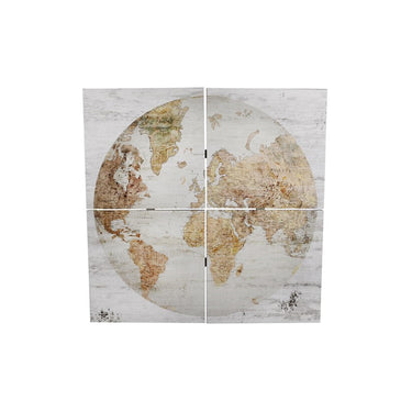 Cosydecor wandkaart 'globe' 4-delig 80x80x3cm wit hout
