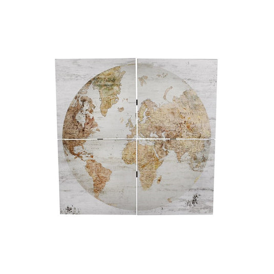 Cosydecor wandkaart 'globe' 4-delig 80x80x3cm wit hout