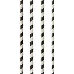 Rietjes papstar papier zwart, wit gestreept 6 mm diameter