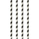 Rietjes papstar papier zwart, wit gestreept 6 mm diameter