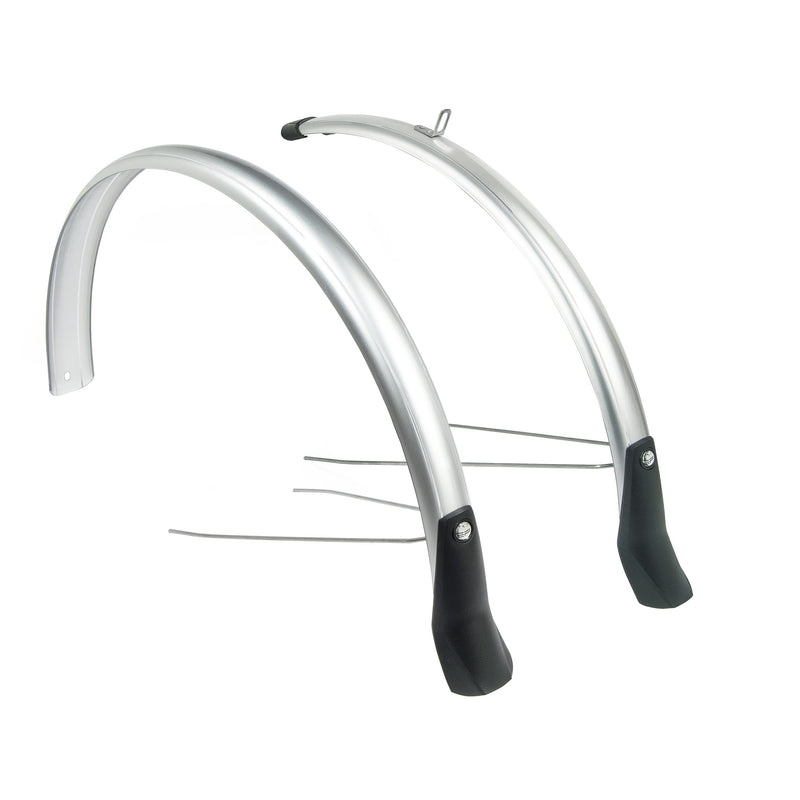 Afbeelding laden in galerijviewer, spatbordenset Snello 28 inch 46 mm kunststof zilver
