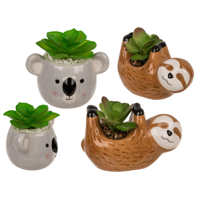 Afbeelding laden in galerijviewer, Ootb deco vetplant in keramieken pot, luiaard of koala 14x7x9cm
