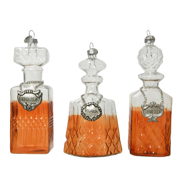 Decoris kersthanger drankfles glas 6,3x6,3x12,3cm 3 assorti