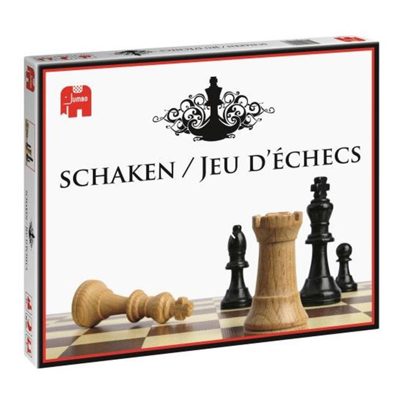 Afbeelding laden in galerijviewer, Jumbo schaken 1 kartonnen bord (30x30cm) met 32 houten stukken.
