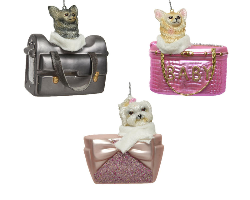 Afbeelding laden in galerijviewer, Decoris kerst ornament hond in tas 10x5,5cm
