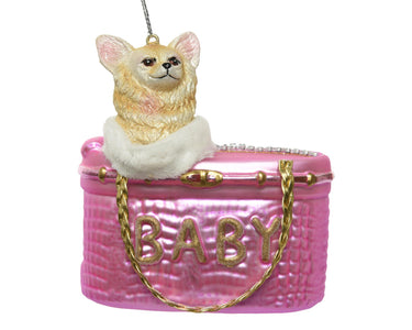 Decoris kerst ornament hond in tas 10x5,5cm