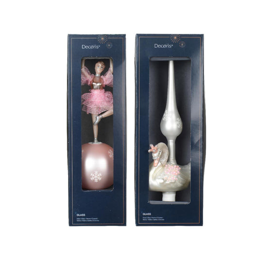 Decoris piek ballerina zwaan van glas ca 29cm
