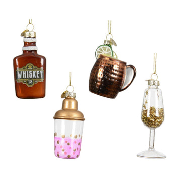 Decoris kersthanger drankfles glas ã˜8,5cm 4 assorti