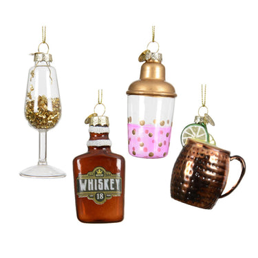 Decoris kersthanger drankfles glas ã˜8,5cm 4 assorti
