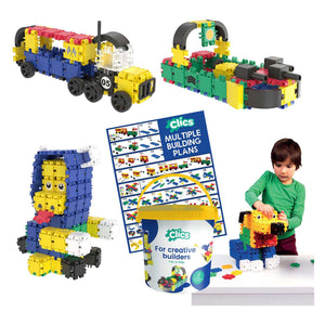 Clics build play 10-in-1 bouwblokken– duurzaam speelgoed gemaakt van gerecycleerde kunststof- bouwset 10 in 1 - speelgoed 4,5,6,7,8 jaar jongens en meisjes- educatief speelgoed- montessori speelgoed- constructie speelgoed