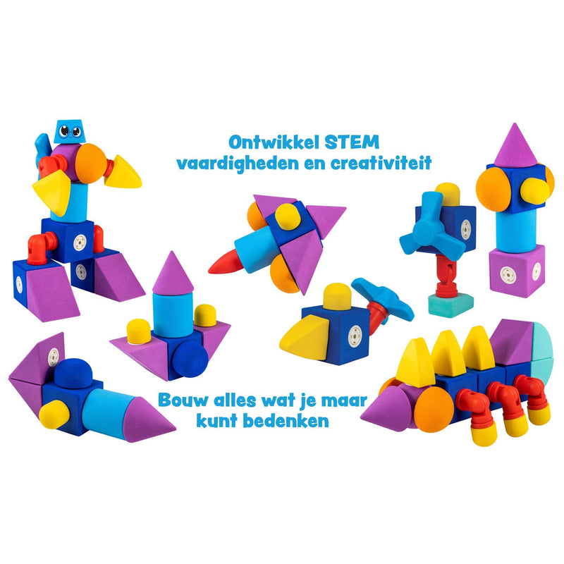 Afbeelding laden in galerijviewer, Blockaroo magnetische foam blokken robot box, 10dlg.
