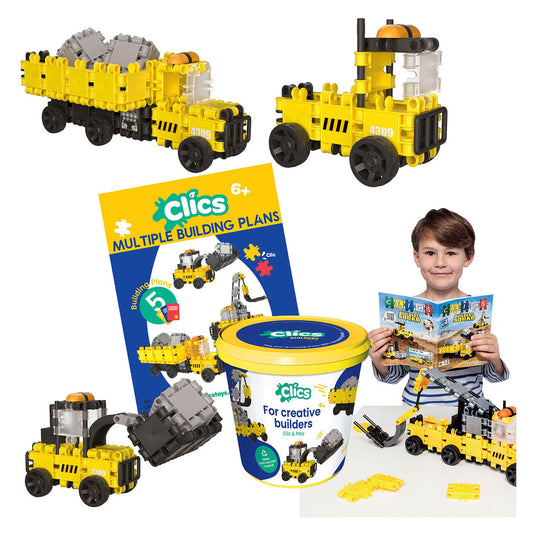 Clics builders 5-in-1 bouwblokken– duurzaam speelgoed gemaakt van gerecycleerde kunststof- bouwset 5 in 1 - speelgoed 4,5,6,7,8 jaar jongens en meisjes- educatief speelgoed- montessori speelgoed- constructie speelgoed