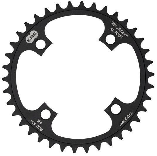 KMC tandwiel 38T, aluminium 1 2x1 .BCD 104mm. kettinglijn 3.0mm single speed