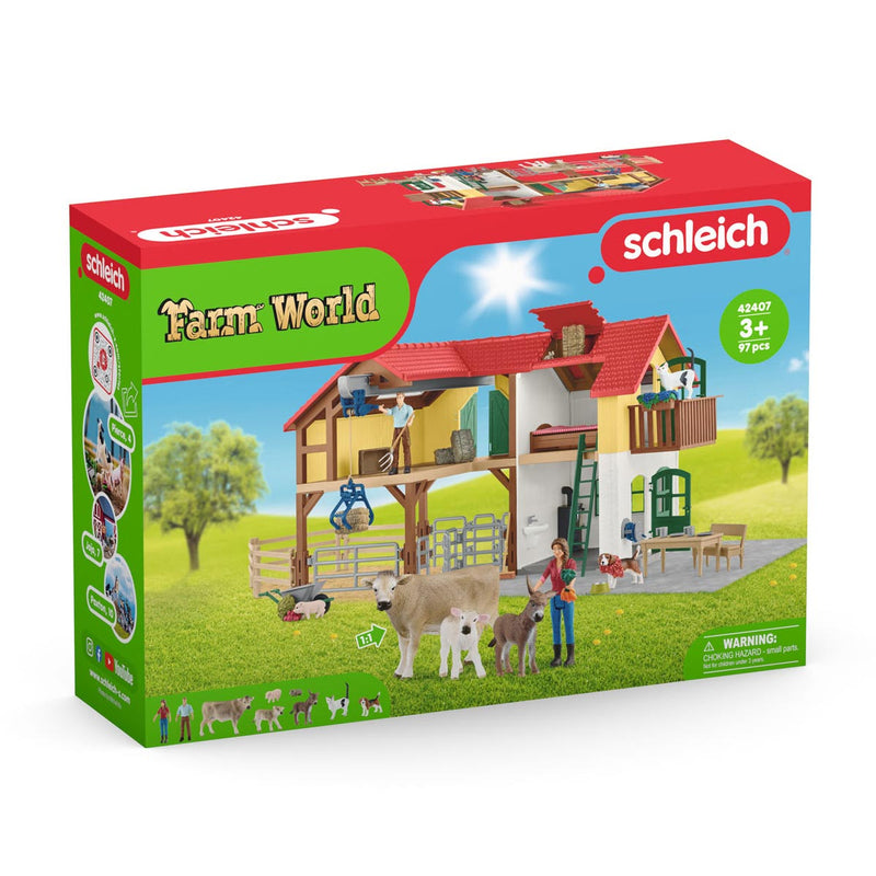 Afbeelding laden in galerijviewer, Schleich FARM WORLD Boerderij met Stal en Dieren 42407
