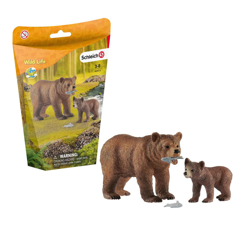 Afbeelding laden in galerijviewer, Schleich WILD LIFE Vrouwelijke Grizzlybeer met Grizzlybeertje 42473
