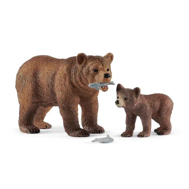 Afbeelding laden in galerijviewer, Schleich WILD LIFE Vrouwelijke Grizzlybeer met Grizzlybeertje 42473
