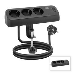 Act connectivity act stekkerdoos met 3 type-f stopcontacten, 30w power delivery, usb type-c a poorten, kabellengte 1,5 meter ac2480